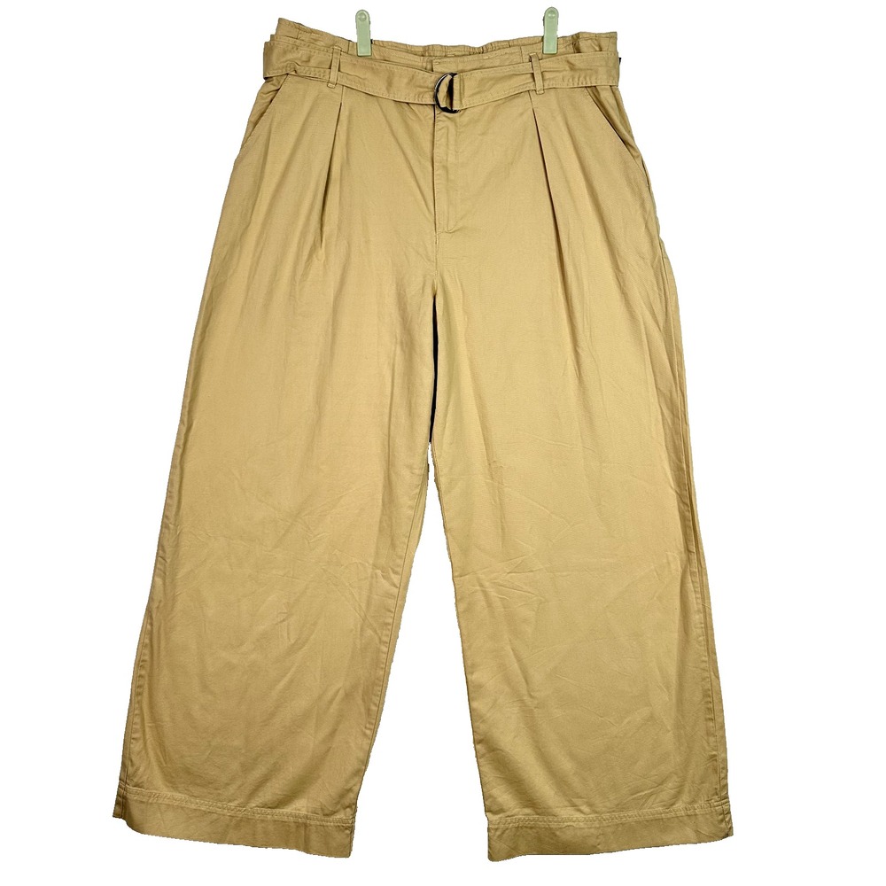 Abercrombie & Fitch Wide Leg Pants Womens XL Regular Tan Belted High Rise NWT